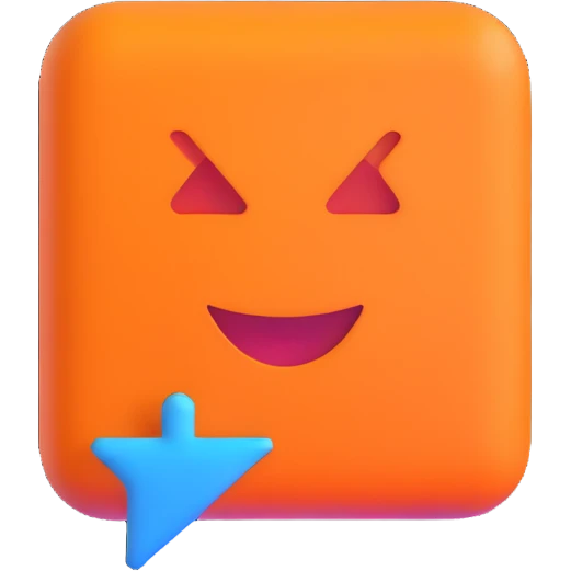 2D orange square with a white check mark inside, 3D emoji style emoji