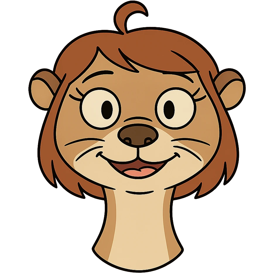 cute female otter head, front view, animation style, solid color background emoji