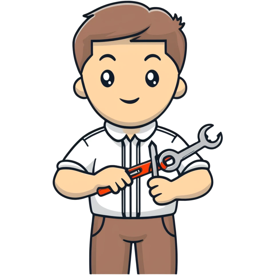 Ukrainian man in white embroidered traditional shirt holding a wrench in one hand and scissors in other hand emoji