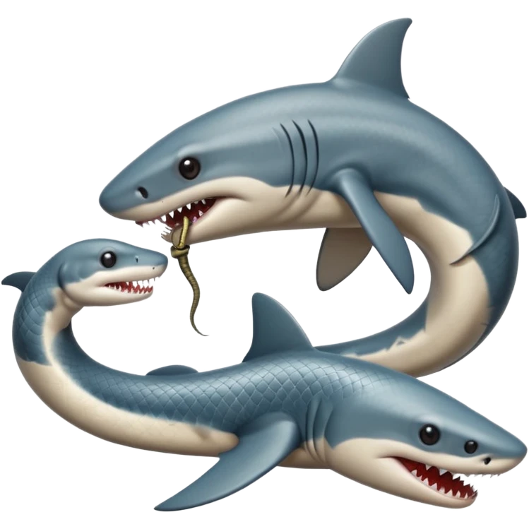 shark kisses to snake  emoji