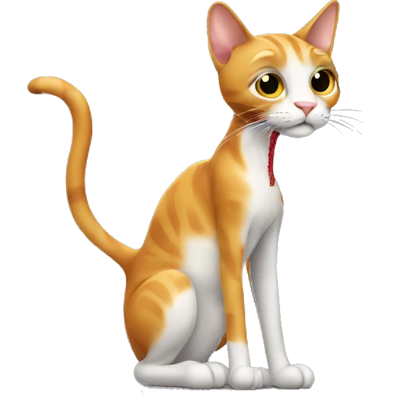 very thin cat with a long neck smoking cigar emoji