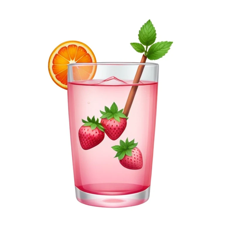 strawberry mint water next to cinnamon and orange water emoji
