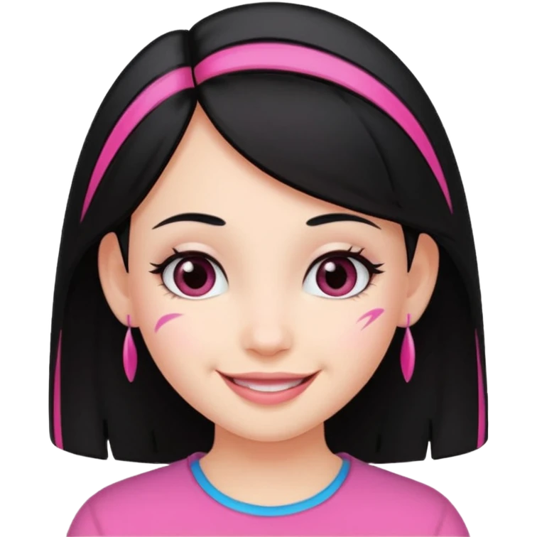 girl with black hair and pink streak by ear emoji