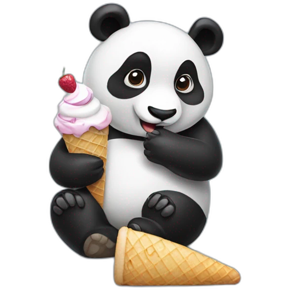 Panda eating ice cream emoji