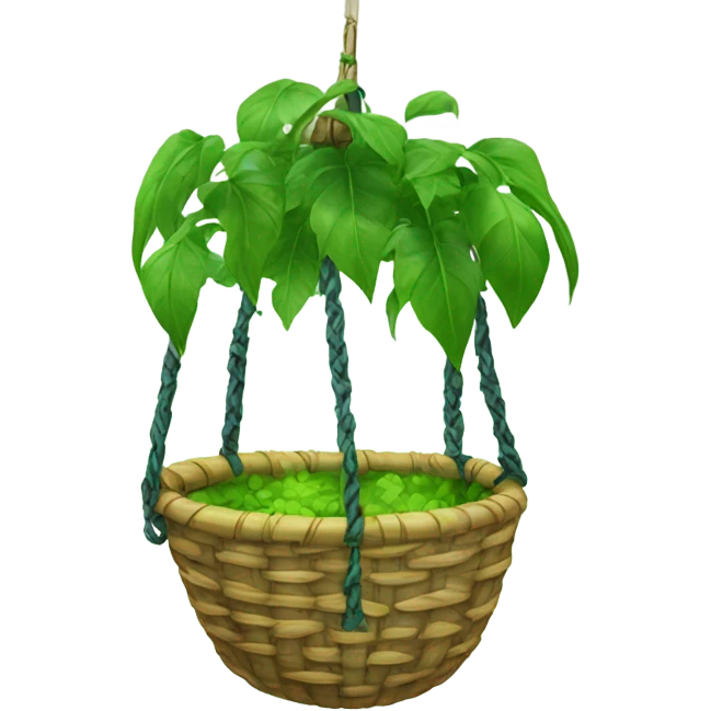 Hanging green plant in macabre basket emoji