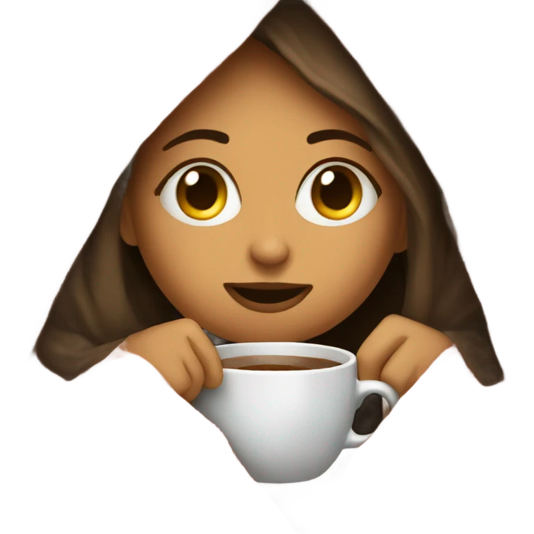 girl inside a blanket sipping coffee eyes closed emoji