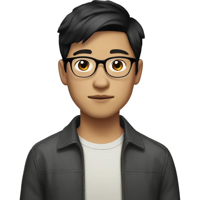 short black haired asian in early 20's boy with glasses emoji