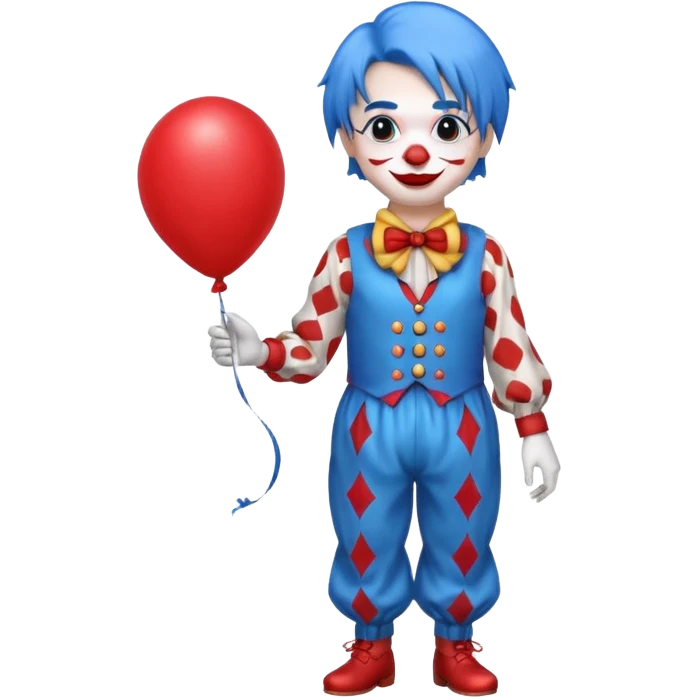 circus clown blue hair with balloon ffullbody emoji