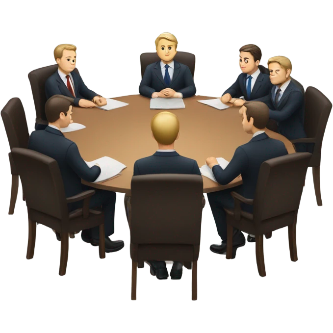 6 Caucasian men in suits sitting at a round table emoji