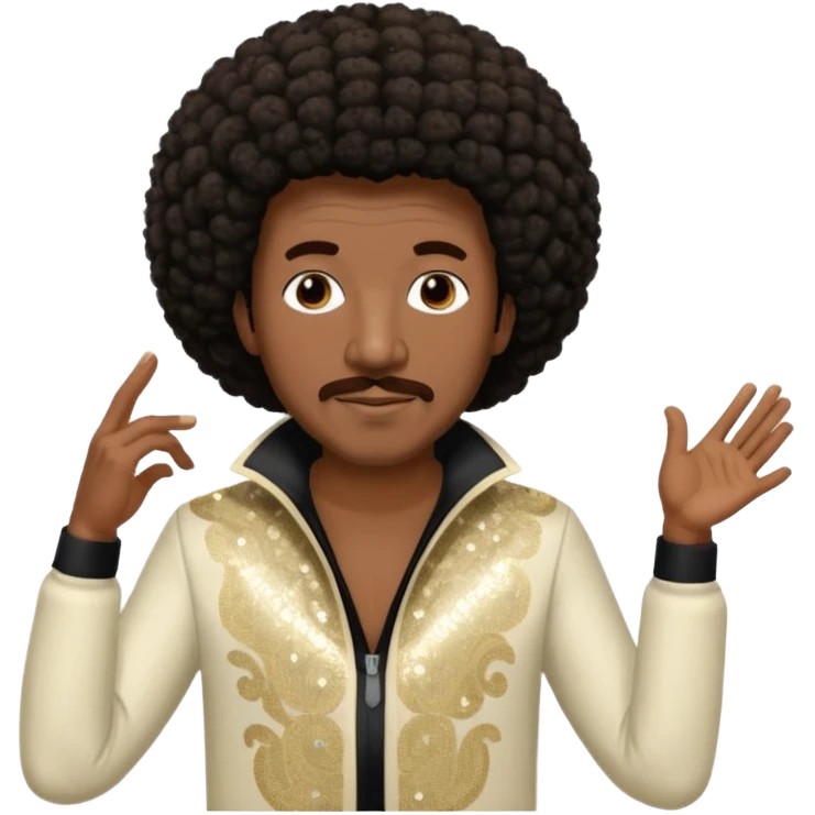Walter Williams from The O'Jays with dark brown afro hair, cream sequin outfit emoji
