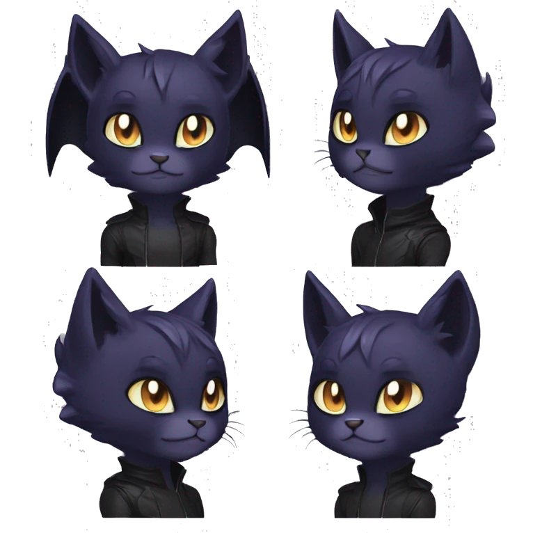 Anthro Dark Beautiful Shiny Edgy Cool Shy Grumpy FurSona Feline-Bat-Fakemon Long Emo Hai-bangs  Vtuber Model emoji