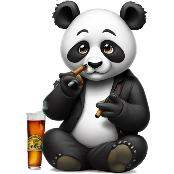 Panda smoking a cigar wearing headphones emoji