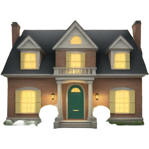 A very large house with the front door wide open, inside is a letter emoji
