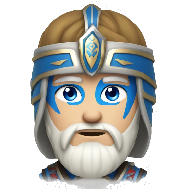 British white male with blue eyes wearing a Mongolian warrior outfit emoji