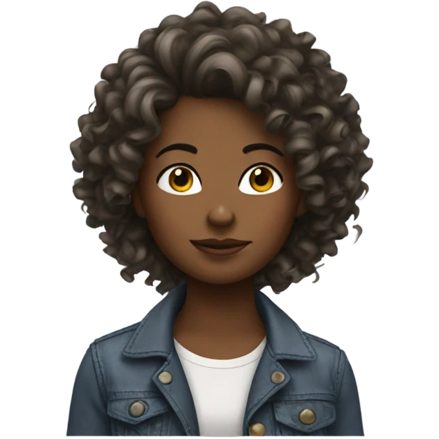 Girl with messy curls sticking up emoji