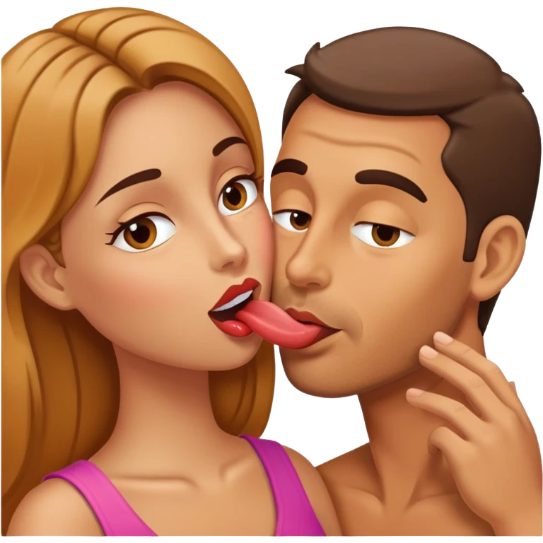 Man licks woman’s cheek emoji