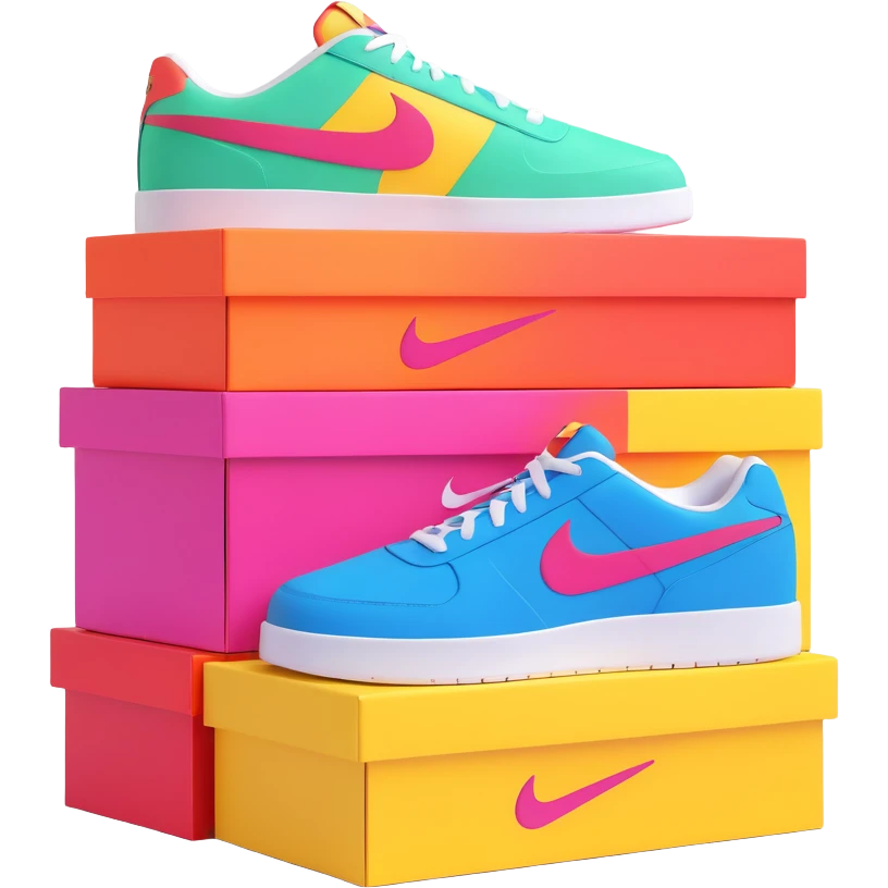 stack of colorful Nike shoe boxes emoji