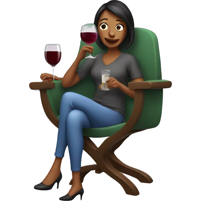 Mom drinking wine on chair emoji