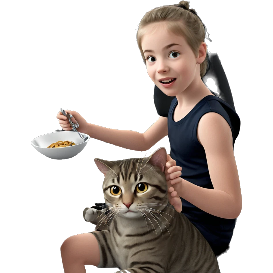 boy with cat in chair emoji