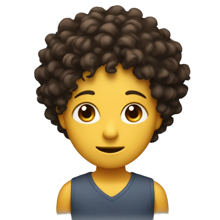 "face with no skin", "Black eyes and curly hair", "with an expression of shyness", "brush red" emoji