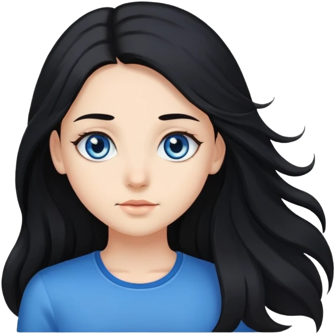 Long-haired girl with black hair 1 meter long. This girl has one eye of blue color and the other of brown color. emoji