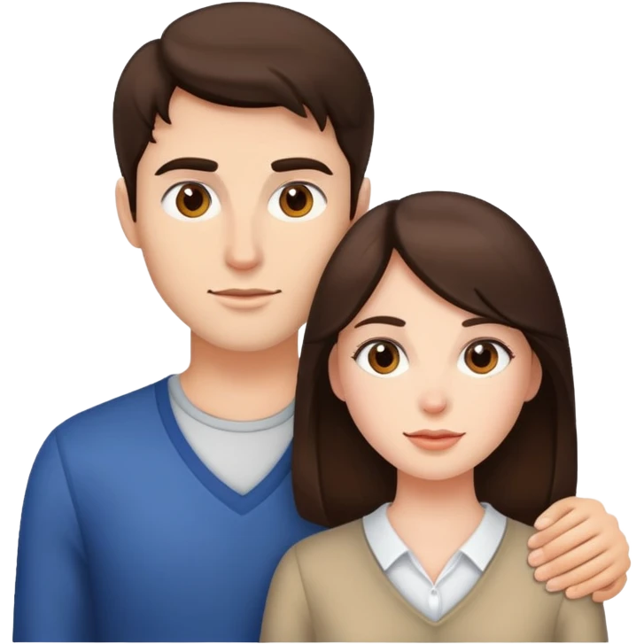 A brunette woman with a brunette man emoji