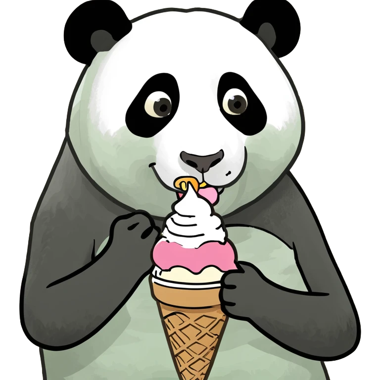 Panda eating ice cream emoji