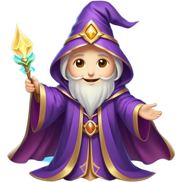 Clash of Clans aesthetic Cheerful Mage Portrait Emoji, With a bright, joyful expression and an aura of radiant magic, showcasing a stylish, robed figure with flowing garments and sparkling eyes in natural skin tone that convey boundless curiosity, Simplified yet expressive features, highly detailed, glowing with a soft, luminous mystical light, high shine, upbeat and wise, stylized with an air of fantastical wizardry, soft glowing outline, capturing the essence of a cheerful mage ready to cast spells of wonder on legendary quests! emoji