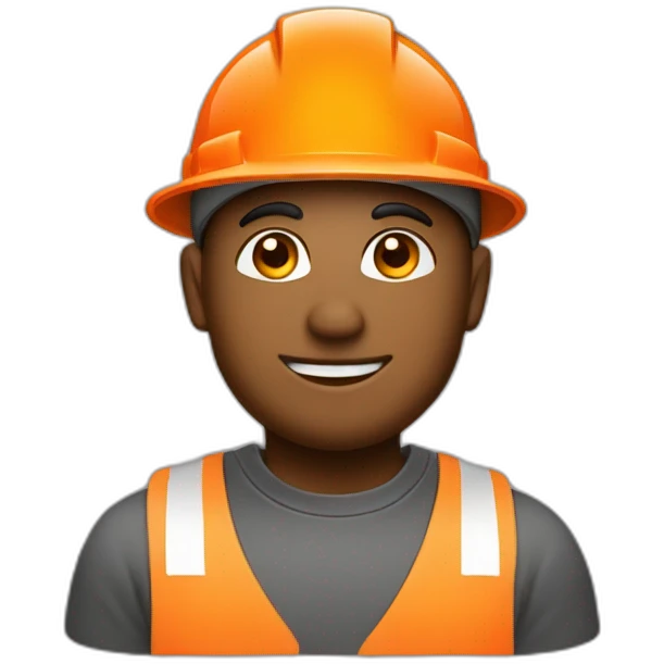 construction worker with orange construction cone logo on his black hat emoji