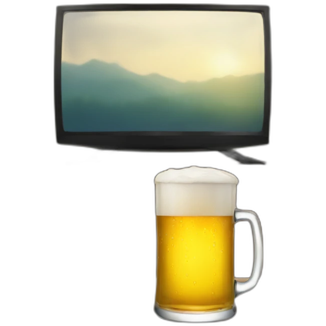 drinking beer with watching tv emoji