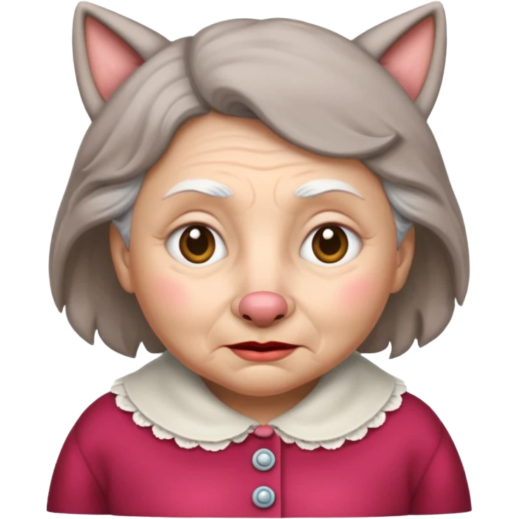 The big bad wolf put on Grandma's clothes and disguised itself as a human. emoji