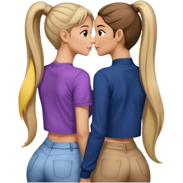  Ariana grande back view with long hair in a ponytail leaning on another girl with long hair in a ponytail  emoji