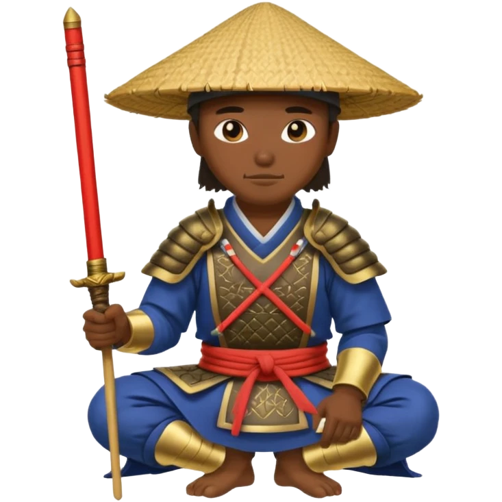 asian Samurais in Hat, Samurai kneeling  emoji