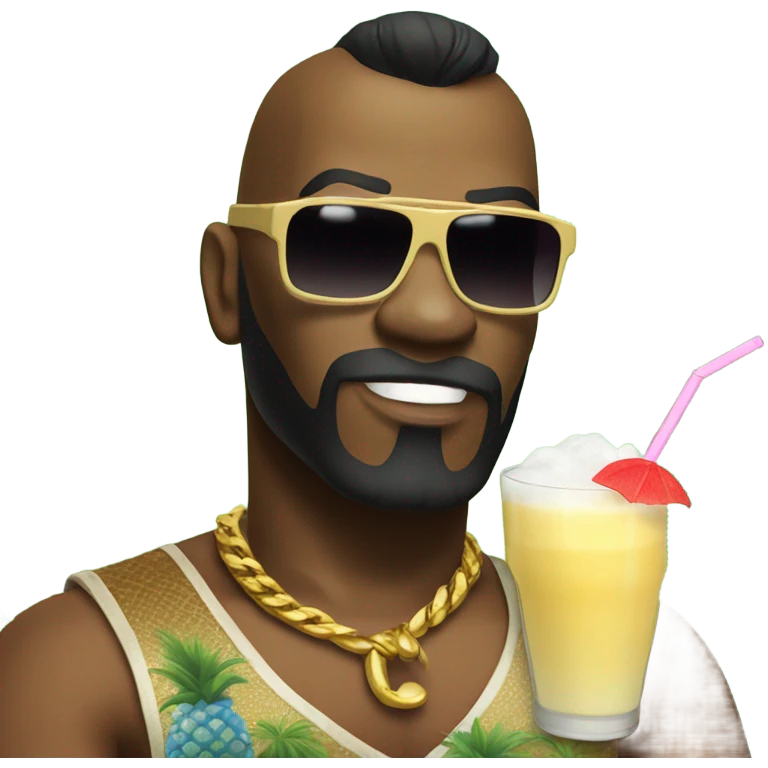 Mr T wearing shades sipping a Pina colada  emoji