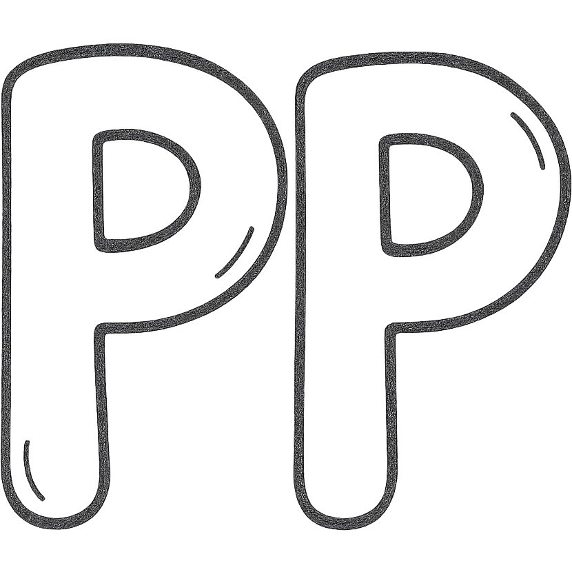 gigantic 'pp' in a playful icon style, rounded edges, friendly and approachable emoji