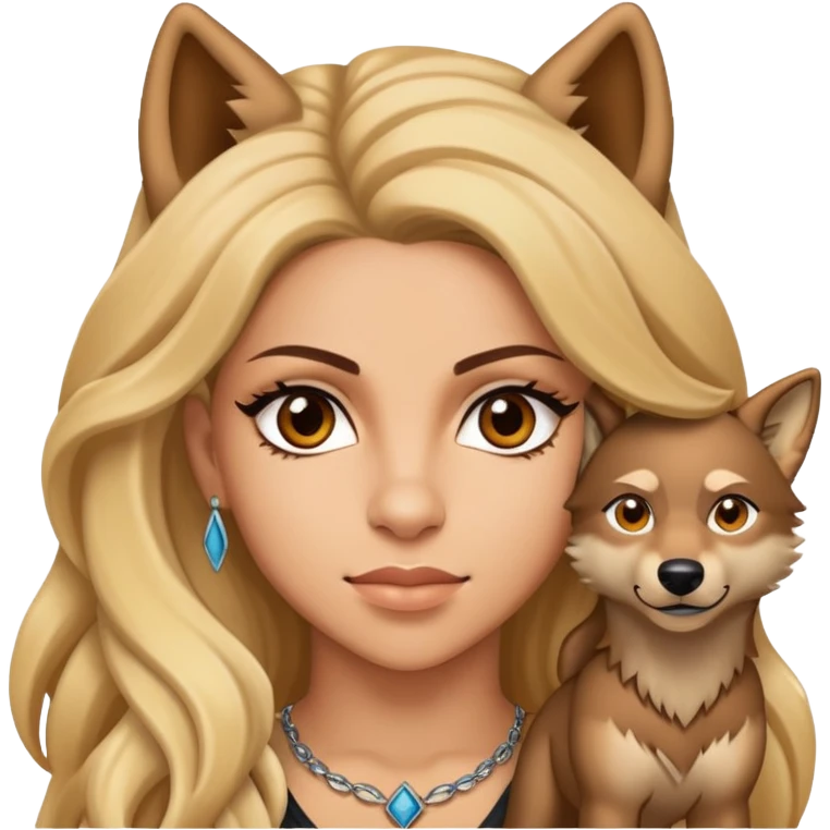 Half Shakira, half wolf face  emoji