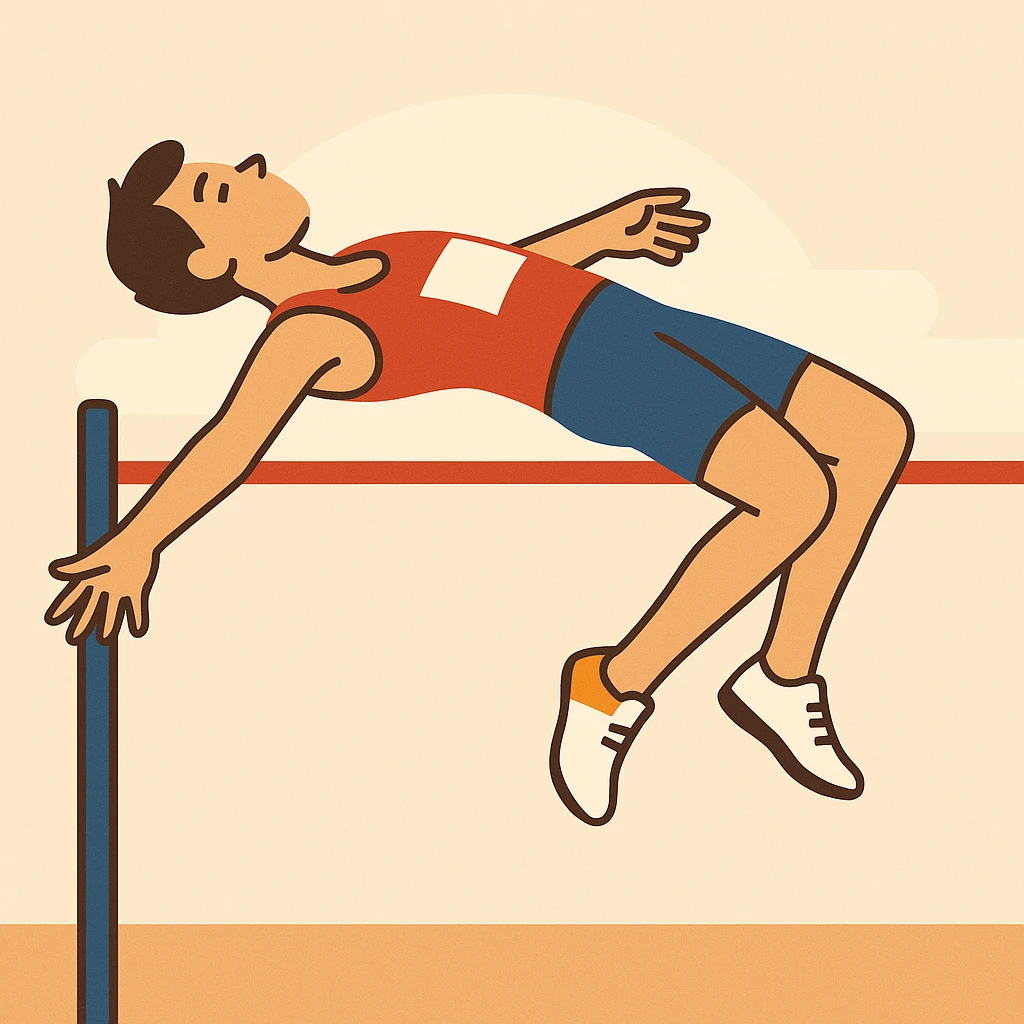 flat toon style high jump athlete with simple background emoji