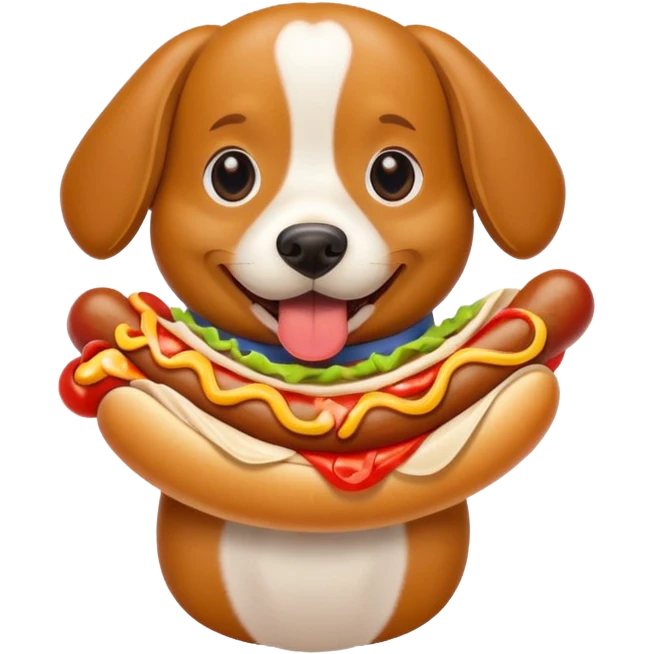 Dog eating a hotdog emoji