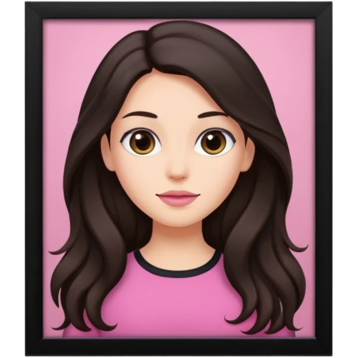 pink girly framed picture of a long hair brunette  emoji