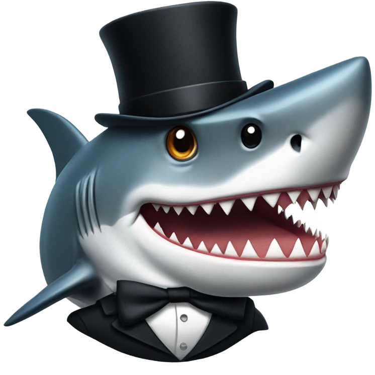 Shark with a top hat emoji