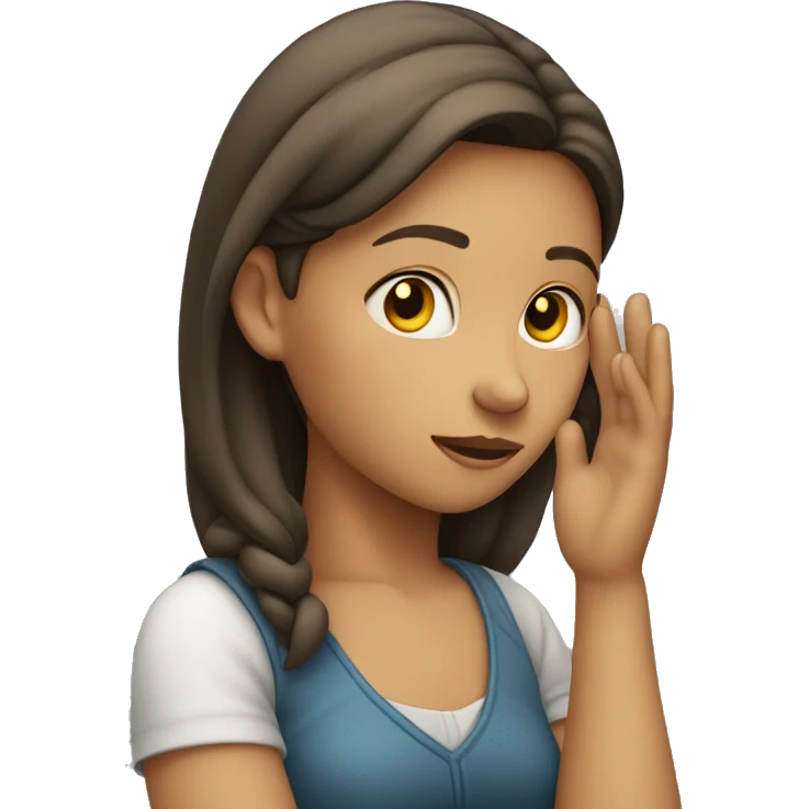 human girl with hand behind ear listening emoji