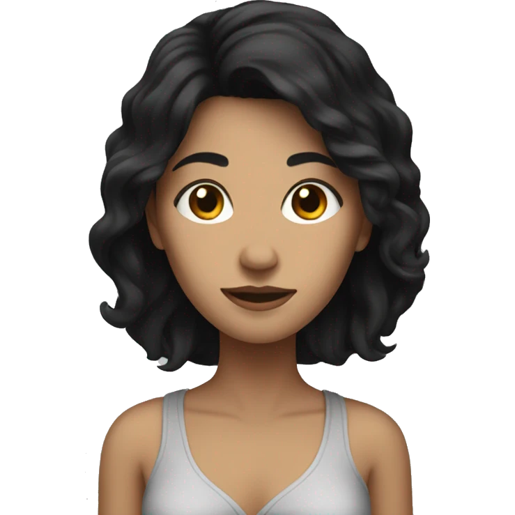 white women with black hair. She is barefoot emoji