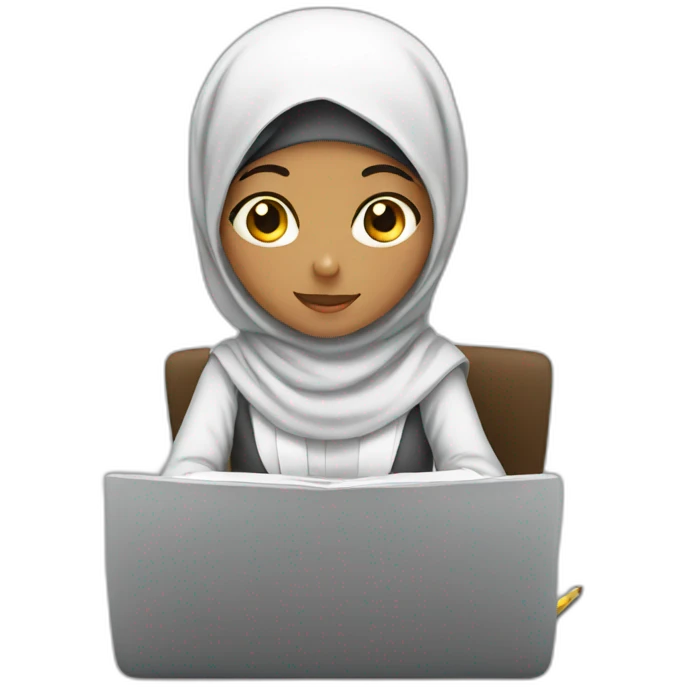 girl with hijab working homework emoji