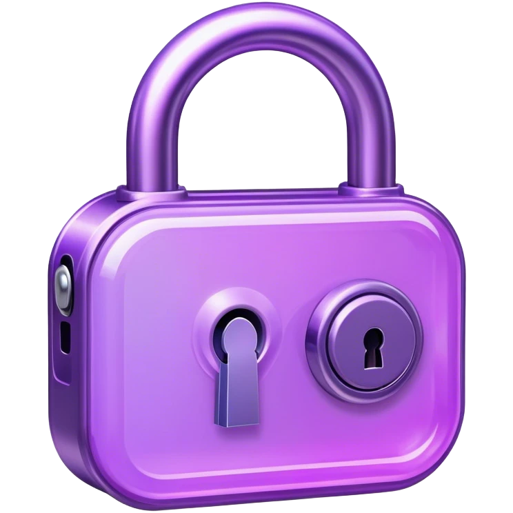 Holographic and glassmorphic purple lock emoji