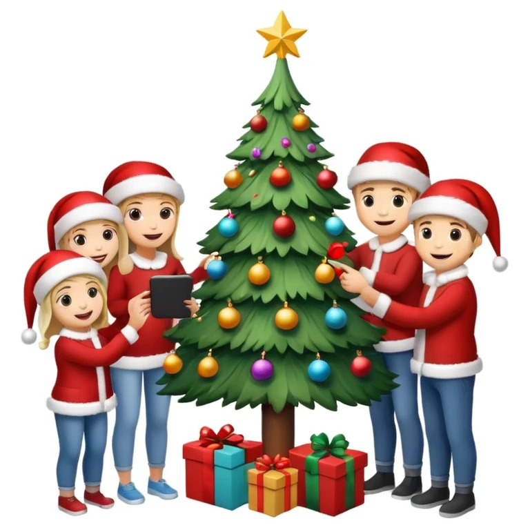 people decorating a Christmas tree emoji