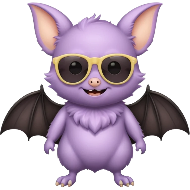 cute pastel bat with sunglasses, full body emoji