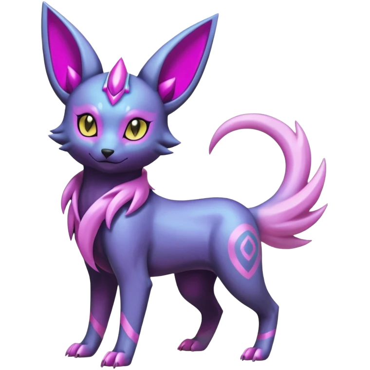 White and magenta pastel soft glossy smooth alloy divine holy legendary epic ethereal fantasy cyperpunk futuristic feral Manectric-Luxray-Umbreon-Espeon-Amaura-Electrike-fusion-creature  emoji