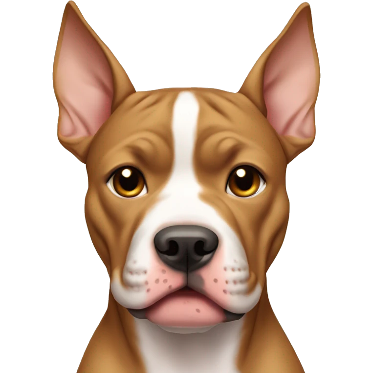 Light brown pitbull with ears cut and bows emoji