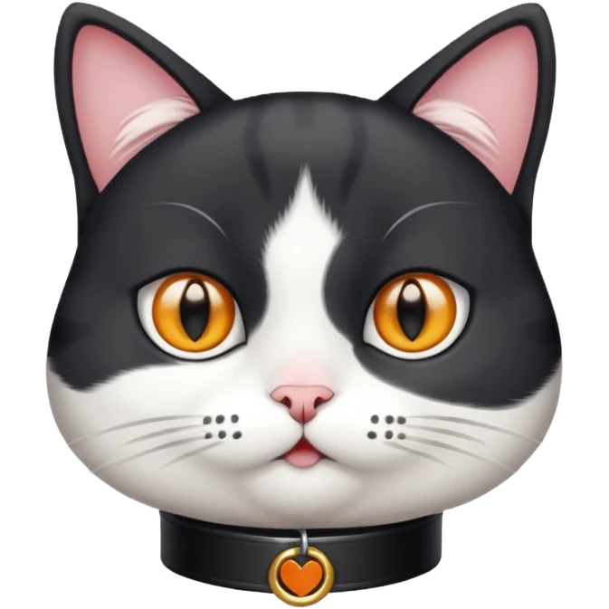 black and white cat with collar that says Boo emoji