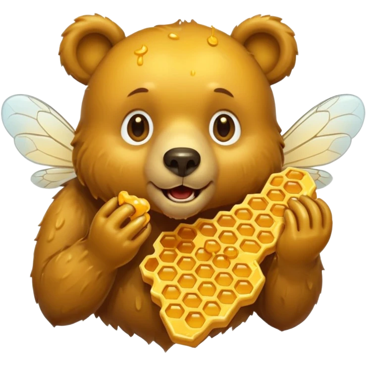 bear eating honeycomb with bees flying around emoji